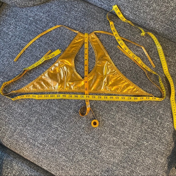 Gold Liquid Latex Bra Lingerie Top EDC Festival Rave Extra Small - Picture 4 of 6